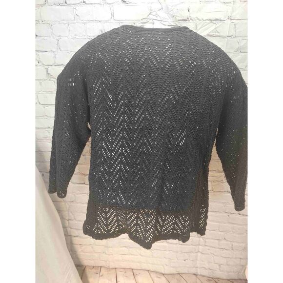 VINTAGE Women's Size XL Black Embroidered Oversized See Through Top - Picture 4 of 4